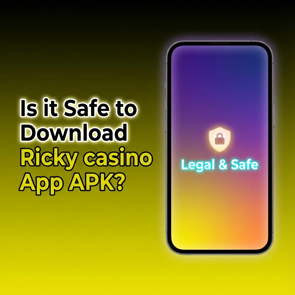 Illustration of Ricky Casino app on a smartphone with security icons, highlighting safe, licensed and encrypted mobile gambling.