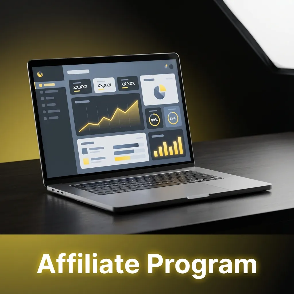 Illustration promoting Ricky casino affiliate program with commission tiers and sign‑up link highlighted on a website interface