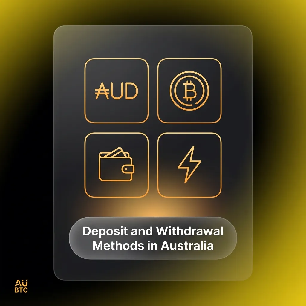 Icons of cards, e-wallets, vouchers and crypto showing deposit and withdrawal options for Australian casino players