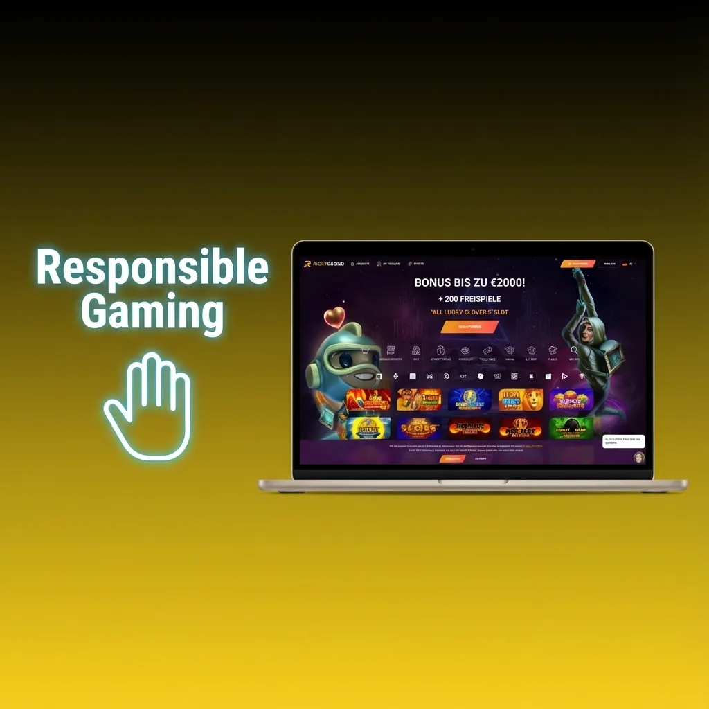 Illustration of a player at a laptop with casino icons and a shield symbolizing safe, responsible online gambling